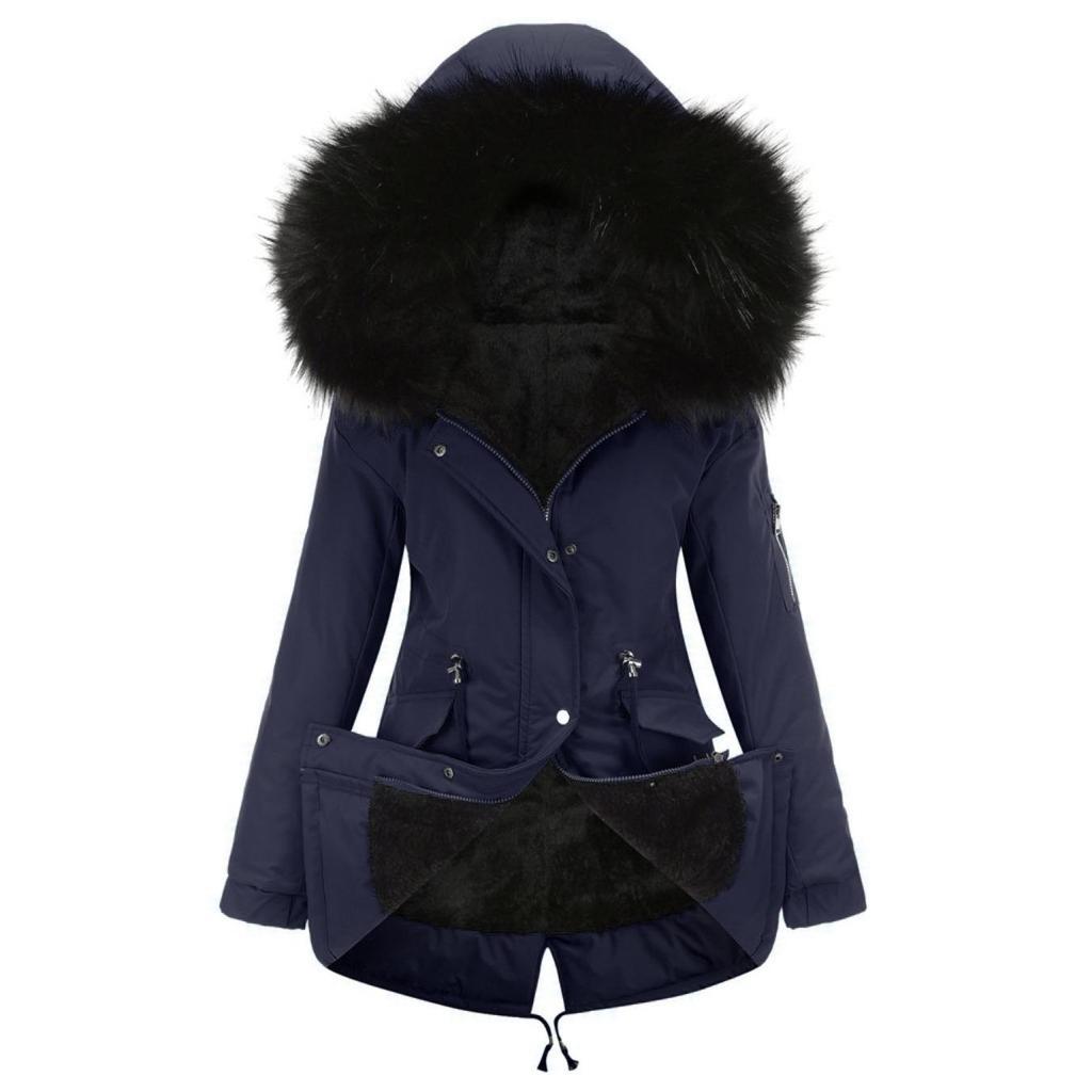 Cappotto Parker con Collo Cappuccio Cotone Cappotto con Cerniera Lunghezza Media Inverno Caldo e Soffice Cappotto con Giacca di Cotone