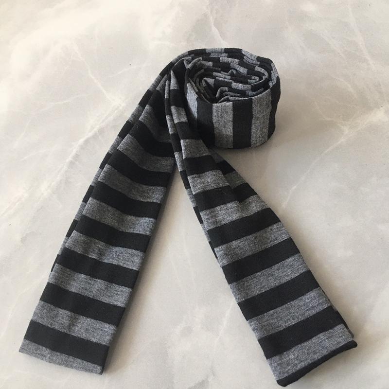 

1 шт. Модные аксессуары Дышащий шарф Прохладный тонкий шарф Теплый длинный шарф Удобный полосатый дизайн Y2K 180x4см чёрный/серый