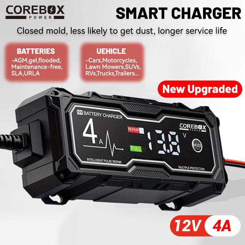4A Car Motorcycle Battery Charger Multiple Protection LCD Display Intelligent Chargers 12V Pulse Repair AGM Battery Charger
