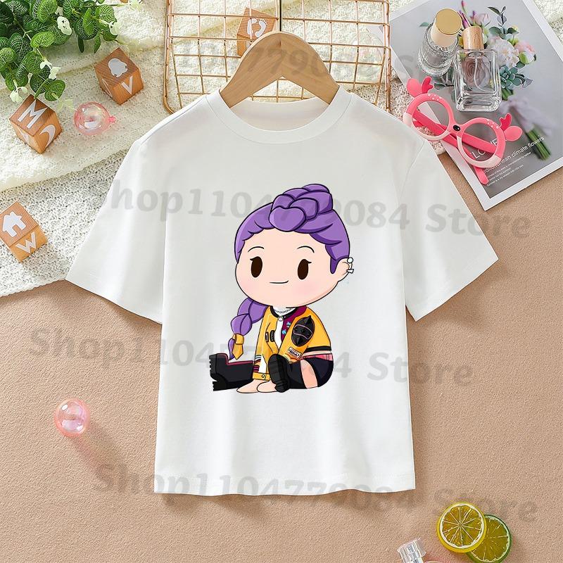 K-pop Demon Hunters White T-shirts for Girls Anime Cartoon Cute Short Sleeved Shirt Children Summer Fashion Sweet T-shirt Gifts