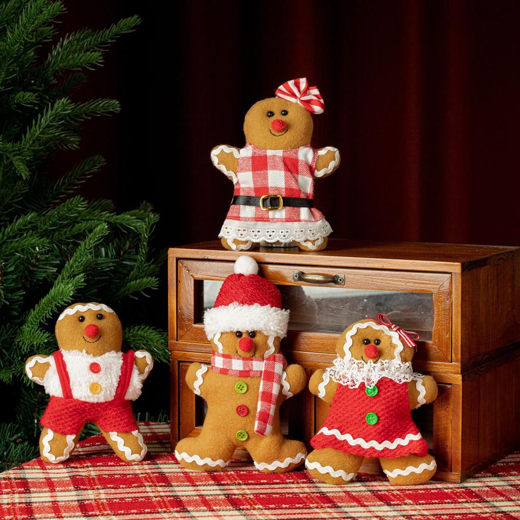 Jul Pepparkaksfigur Sammet Liten Pepparkaksfigur Fönsterdekoration Julgranshänge, Högtidsdekoration