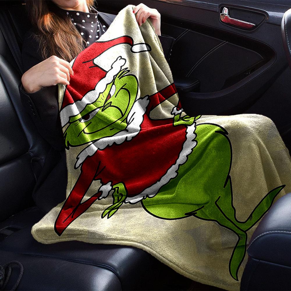 Grinch Christmas Hat Vector Blanket Soft Throw Blanket For Home Bedroom Bed Sofa Travel Office Solid Christmas Blanket