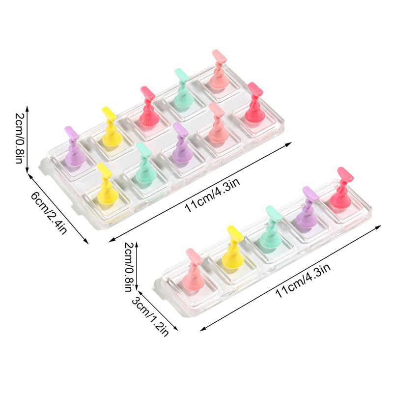 5/10 Grid Transparent Acrylic Nail Display Stand Multi-Purpose Mannequin Holder For Press On Nails Without Magnet Training Base