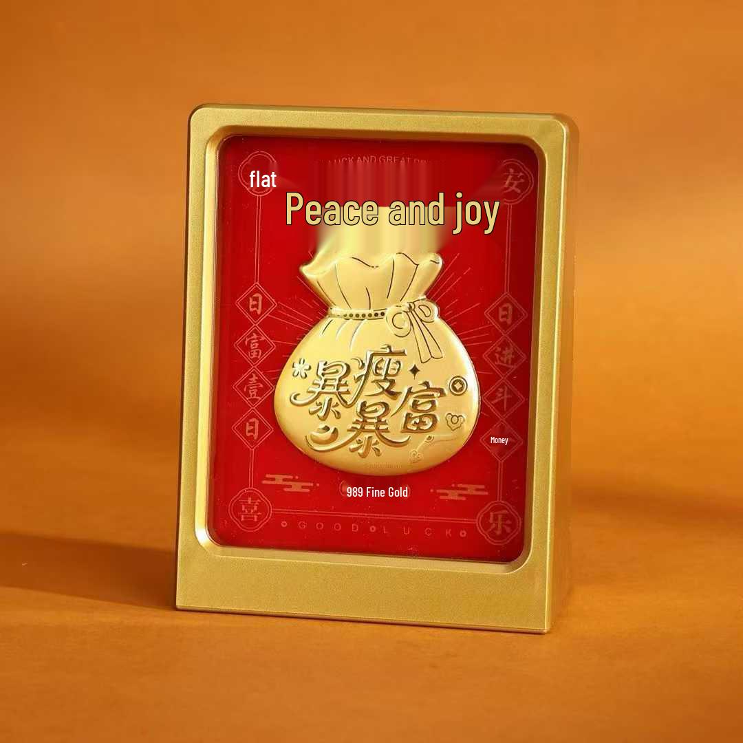 

Heavenly Official Blessings 999 Pure Gold Photo Frame Ornament Gift Set