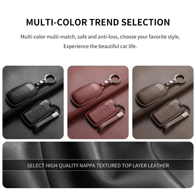 Fit For Chery Auto Tiggo 7 8 Arrizo 5 Pro Gx 5X Eq7 Exeed Series Rx Jaecoo J7 J8 Omoda 5 C5 Genuine Leather Auto Intelligent Key Fob Case Cover