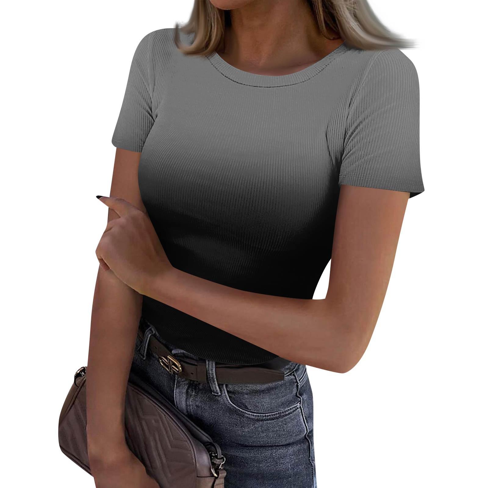 

Женская узкая футболка, модный повседневный свитер с круглым вырезом и коротким рукавом XXL винный