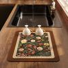 Retro Drying Mat Super-Absorbent Countertop Mat Tableware Drain Pad Kitchen Placemat Home Draining Mats Table Counter Pads
