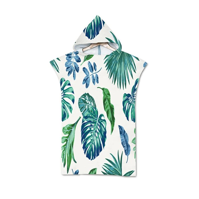 Microfiber Tropical Fruit Leaves Pineapple Print Hooded Beach Towel Hawaii Summer Bath Towel Quick Dry Swimming Poncho Bathrobe