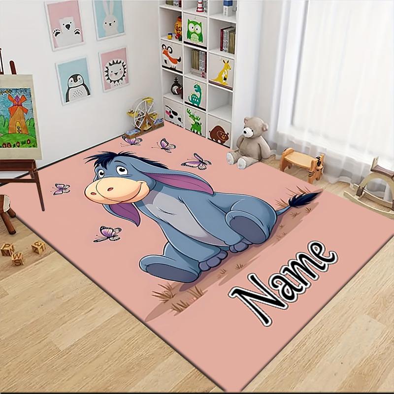Custom Name Eeyore's Butterfly Adventure Carpet Rug Customizable Soft Washable Anti-Slip Home Living Room Sofa Mats Personalized Rug. 0909426