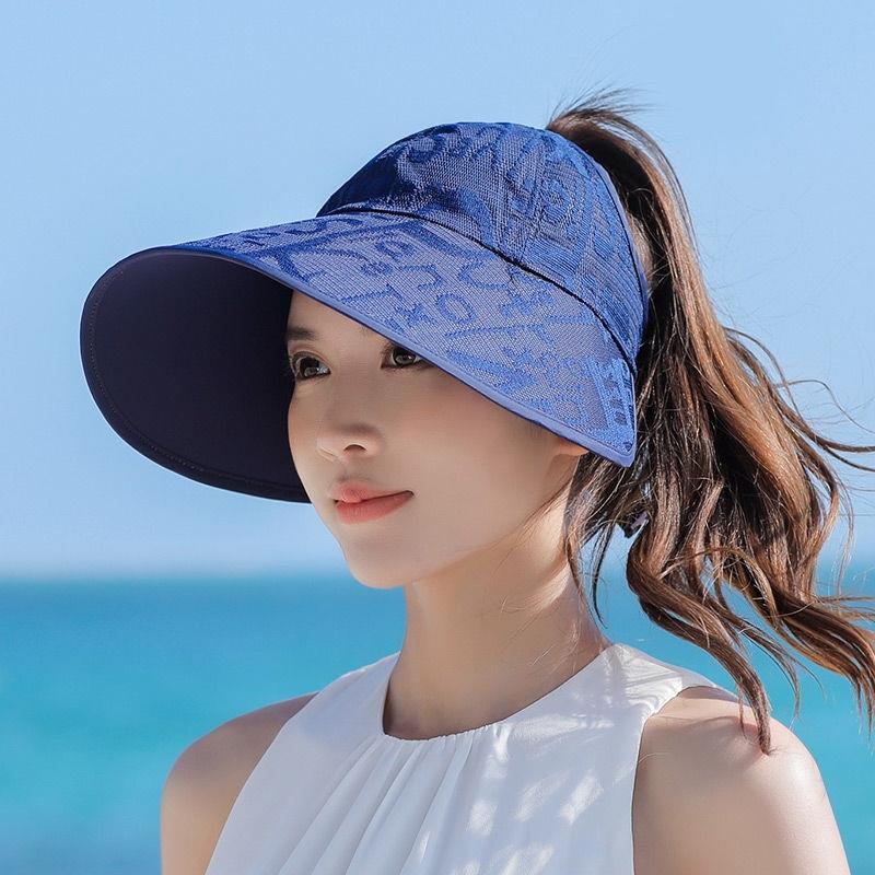 Empty Top Sun Hat for Summer Fashionable and Versatile Large Eave Outdoor Cycling Sun Hat for Women with UV Protection