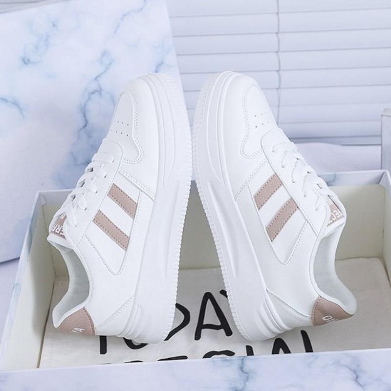 

Платформенные белые туфли в стиле колледж, универсальные, на шнуровке, с двойными полосками, женские туфли, студенческая мода, обувь на подошве-маффине 40 коричневый