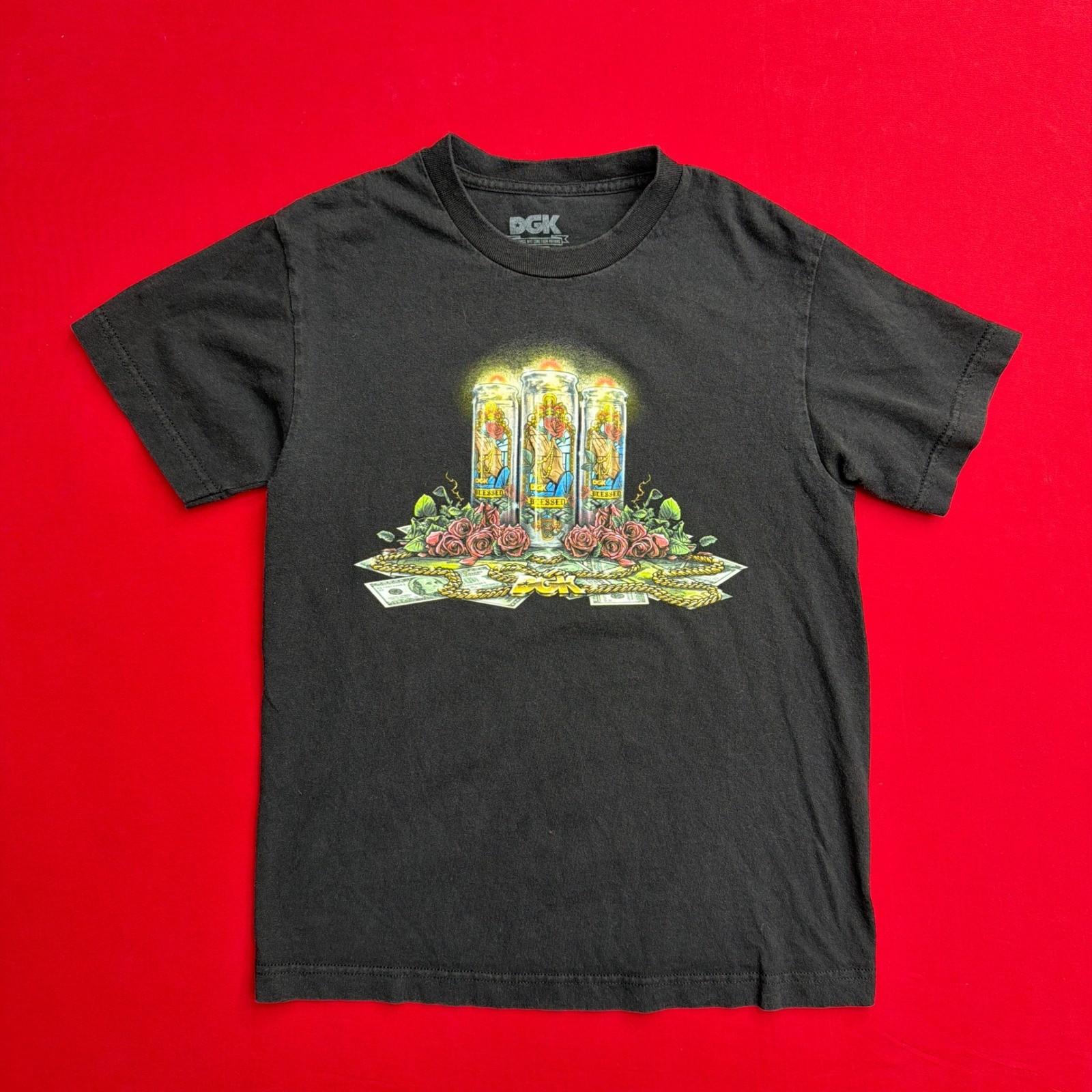 DGK Blessed Graphic T-Shirt Mens Small Black Short Sleeve Crewneck Cotton Tee S