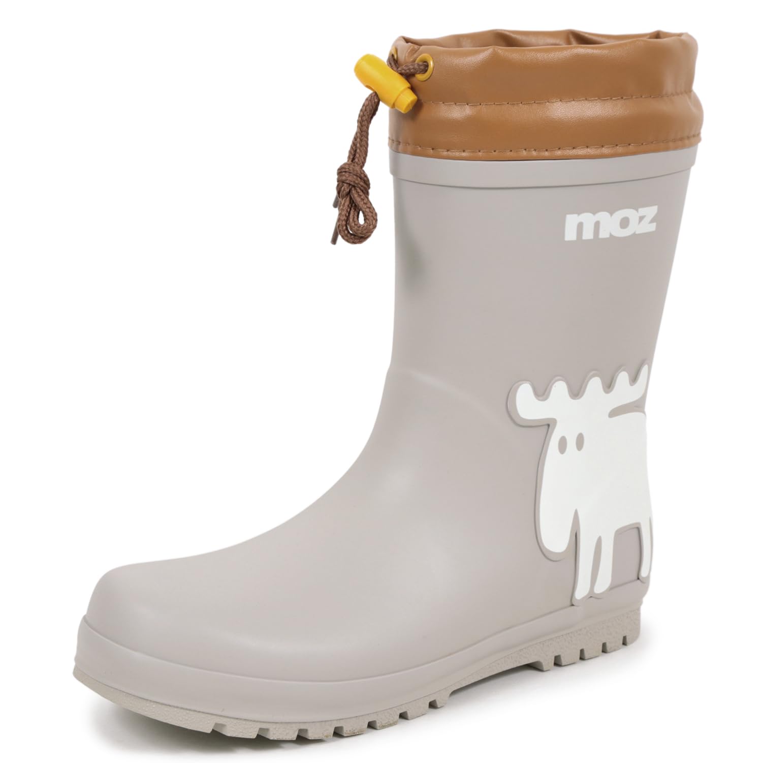 

Akiriko MOZ Women s Mid-Length Waterproof and Non-Slip Rain Boots with Synthetic Rubber, Drawcord, Hooded Opening, and Moose Logo, Ivory, Size 24cm