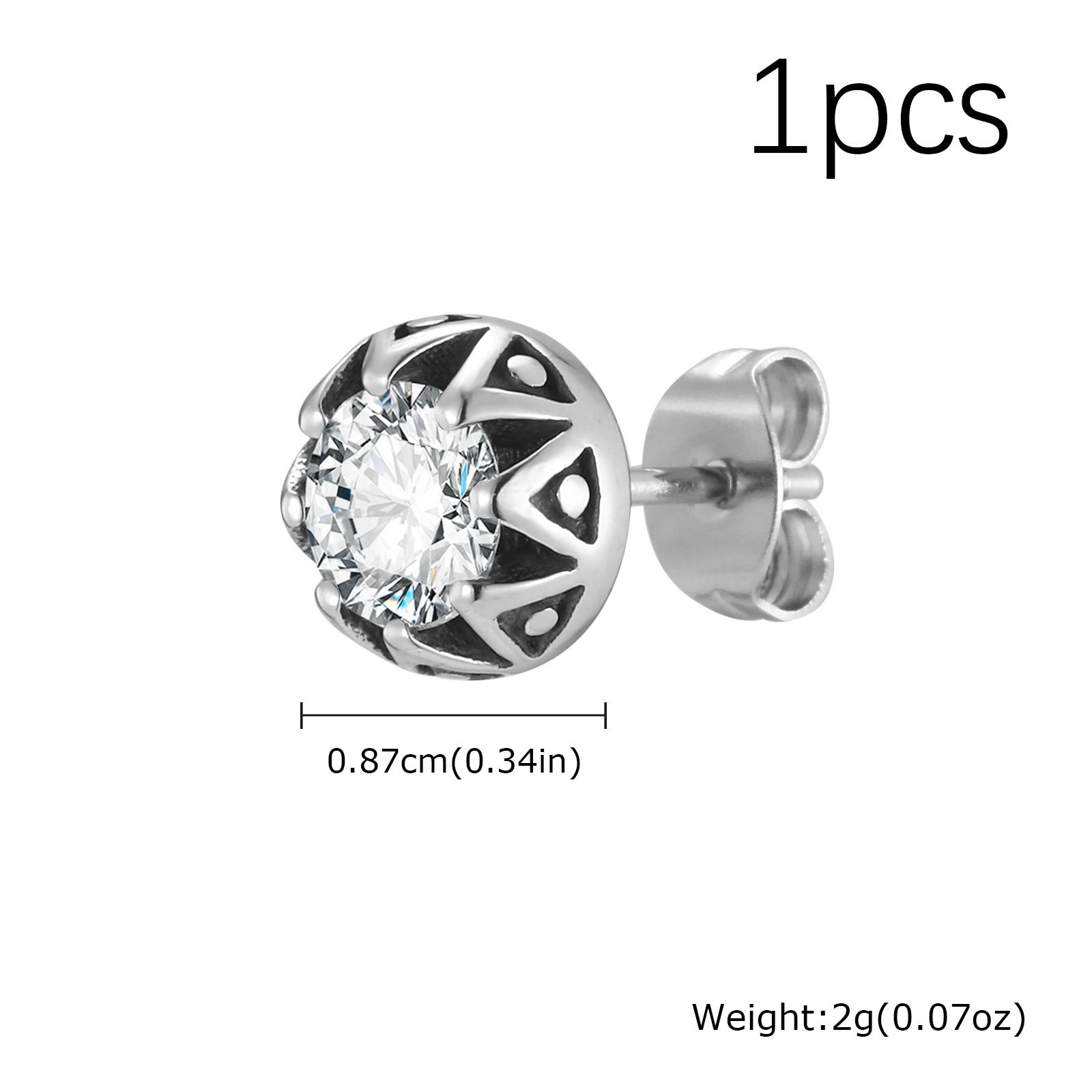 

Stainless Steel Round Zircon Stud Earrings Hypoallergenic Metal Small Earrings for Men Stylish Hip Hop Jewelry Gift