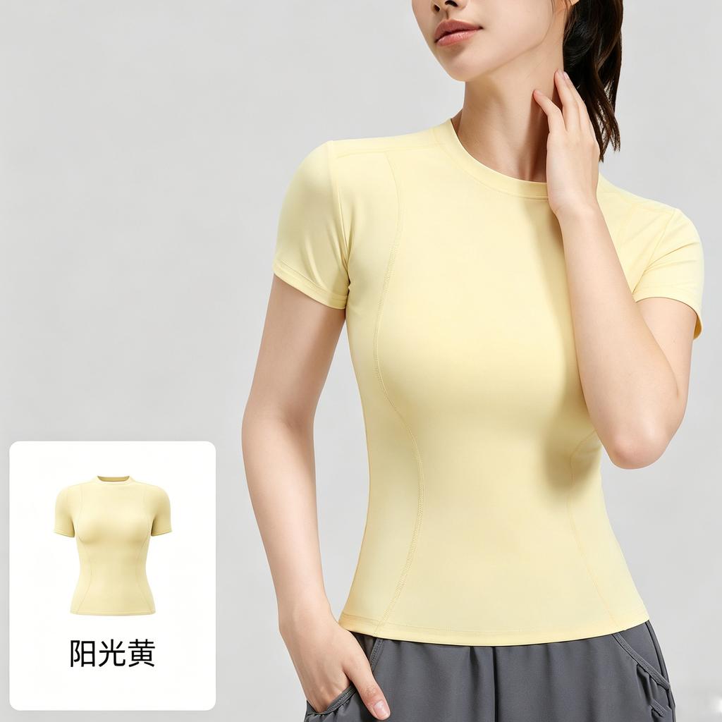 Yoga clothes short sleeves, women's quick-drying T-shirts can be worn outside tops, yoga sports tights wholesale