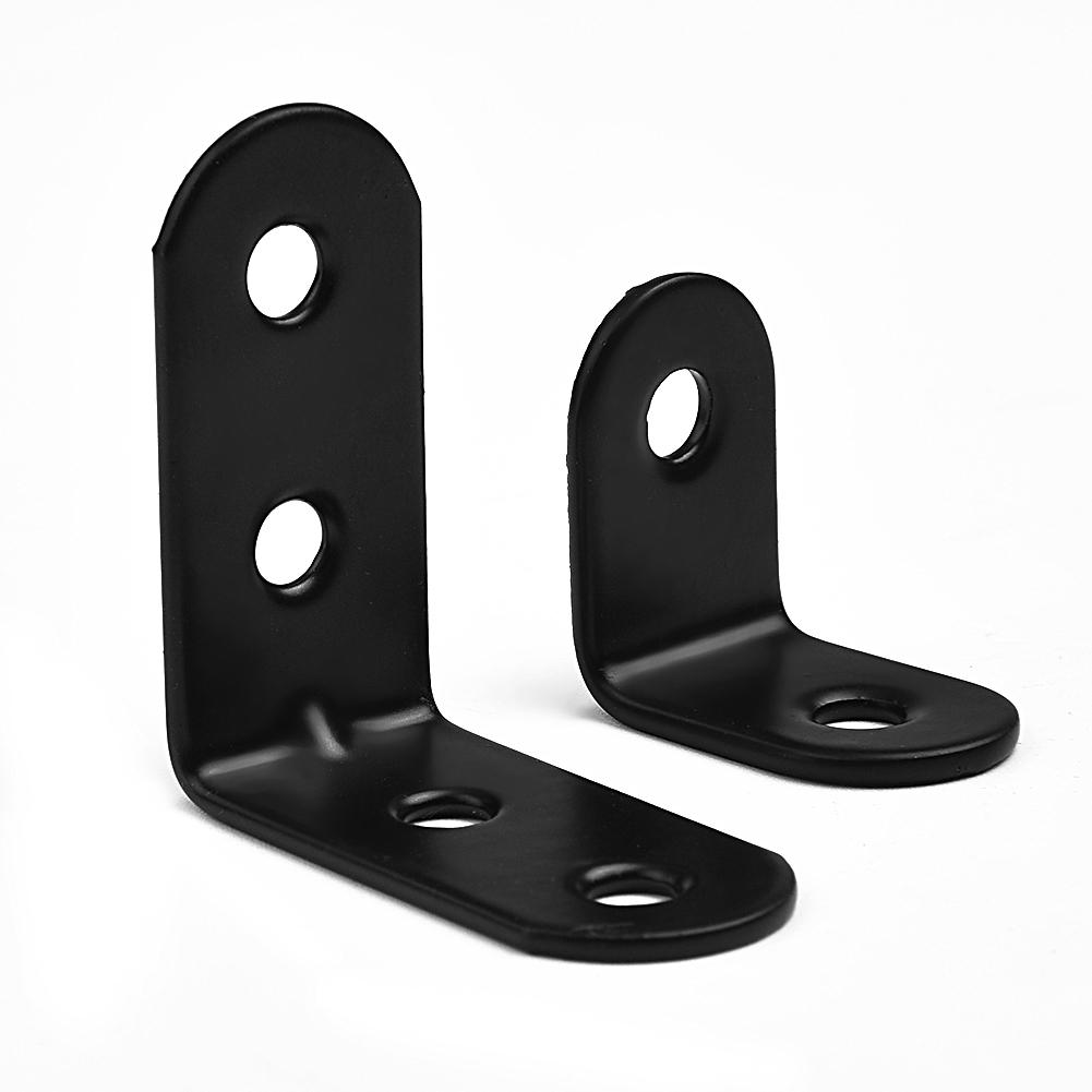 10pcs/Set Right Angle Black L-Shaped Brackets W/ Screws Support Corner Braces Stainless Steel Furniture Hardware