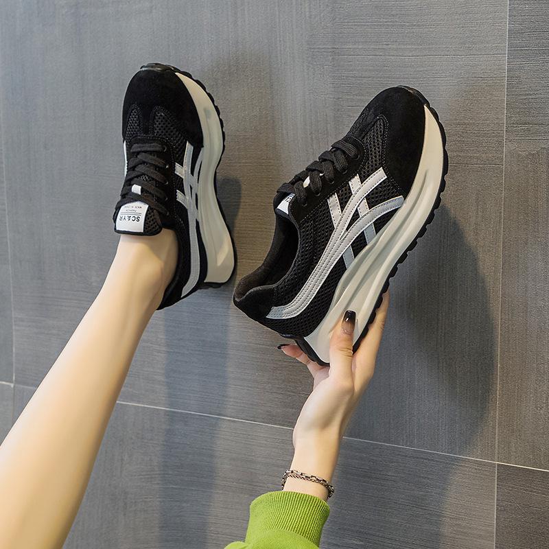 

Матовая кожаная сетка осень новая толстая подошва 5 см корейская версия ретро кэжуал мода бег спорт женская обувь тренд 40