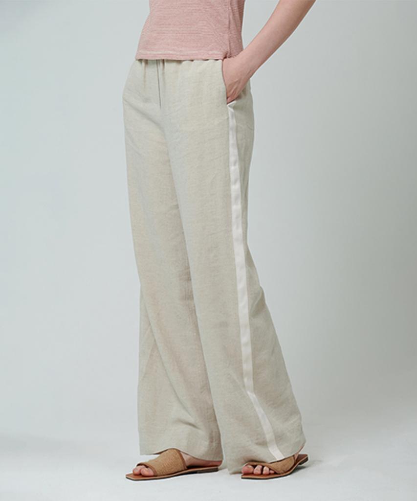 PINBLACK Contrast Tape Straight Pants Beige