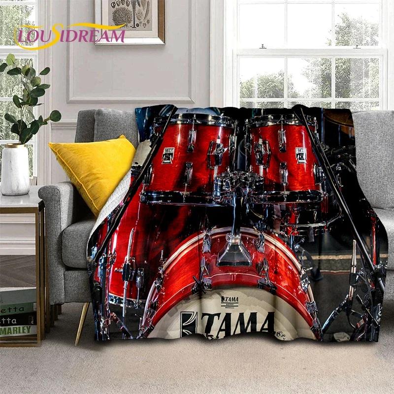 Style Music Instrument Drum Kit Throw Blanket Soft Cozy Blanket for Home Bedroom Bed Sofa Travel Child Gift