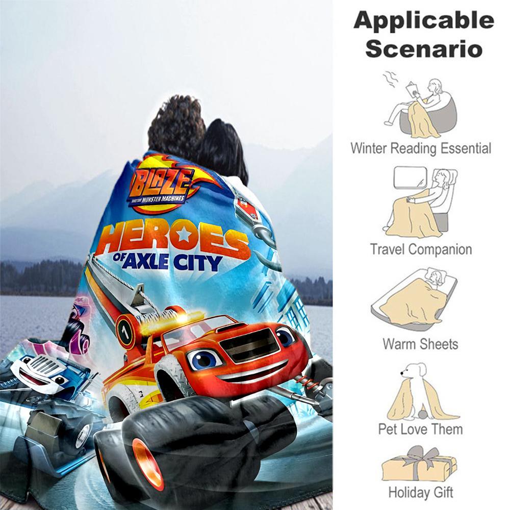 1pc Blaze AxleCity Outdoor Blanket Lightweight Flannel, Soft & Warm, All-Season Use for Sofa, Outdoor, Camping, Living Room053