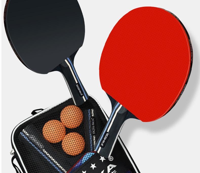 Boshi Ka Table Tennis Set: High-Elastic Rackets with Horizontal Grip - Includes 2 Rackets & 3 Balls for Beginner Training