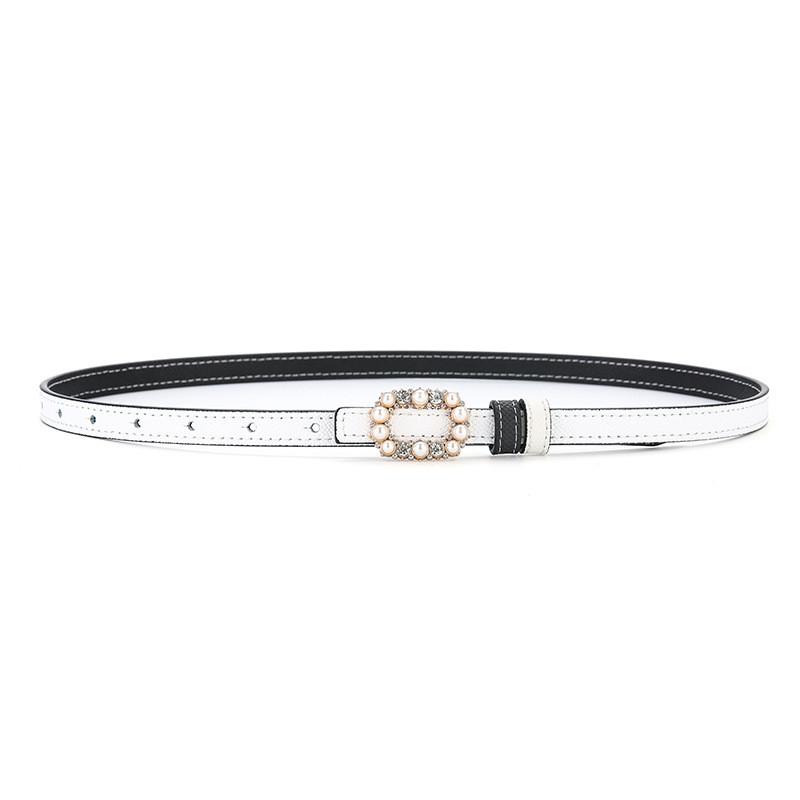 

Leather Doublesided Artificial Pearl Belt For Women With Smooth Clasp For Fashion Dresses And Jeans BlackWhite