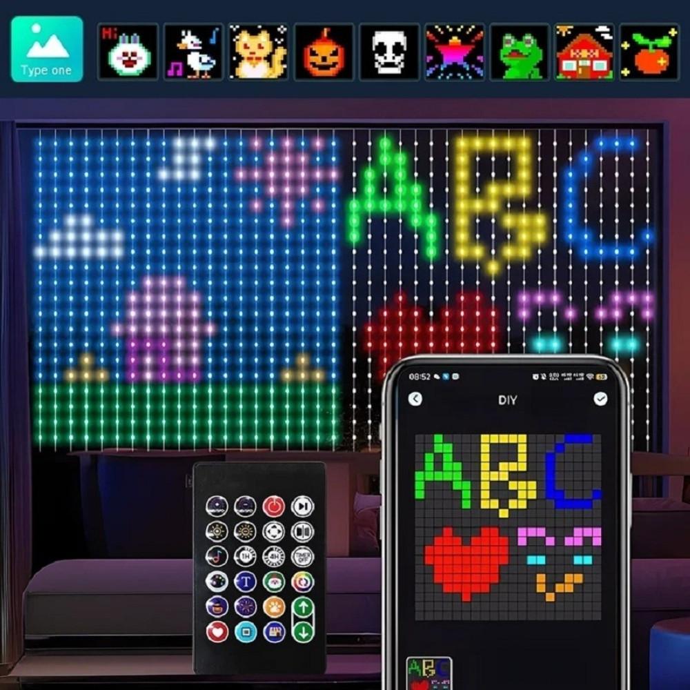 400LEDs Smart Curtain Lights Bluetooth App Control DIY LED Light String Window Bedroom Decor Music Sync RGB Fairy Lights