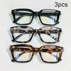 3pcs Reading Glasses Anti-blue Presbyopic Glasses Comfort Fashion Quality Readers for Women and Men Square Frame Eyewear