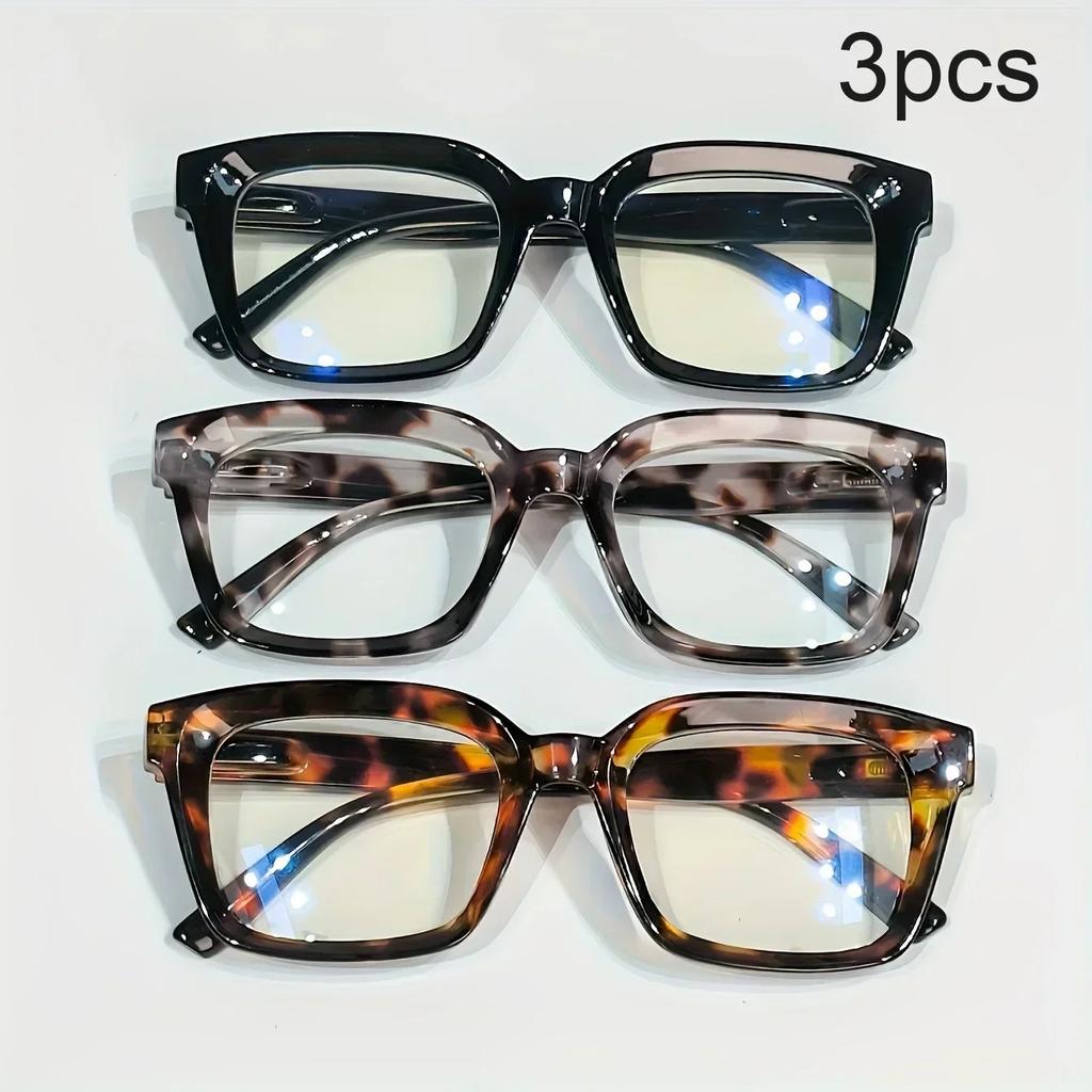 3pcs Reading Glasses Anti-blue Presbyopic Glasses Comfort Fashion Quality Readers for Women and Men Square Frame Eyewear