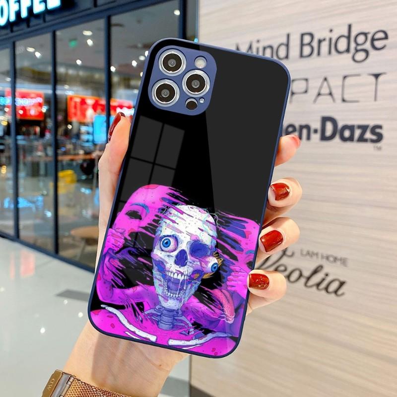 Coole seltsame Kunst-Telefonhülle für iPhone 14 13 12 11 Pro Max X XR XS 8 7 Plus Flüssigglas-Farbtelefonabdeckung