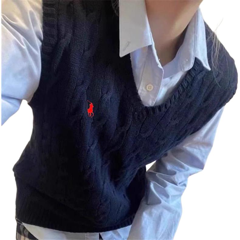 Polo Ralph Lauren SS22 Knitted Cotton Sleeveless Sweater Women sweater Blue WMPOSWENC020377-400