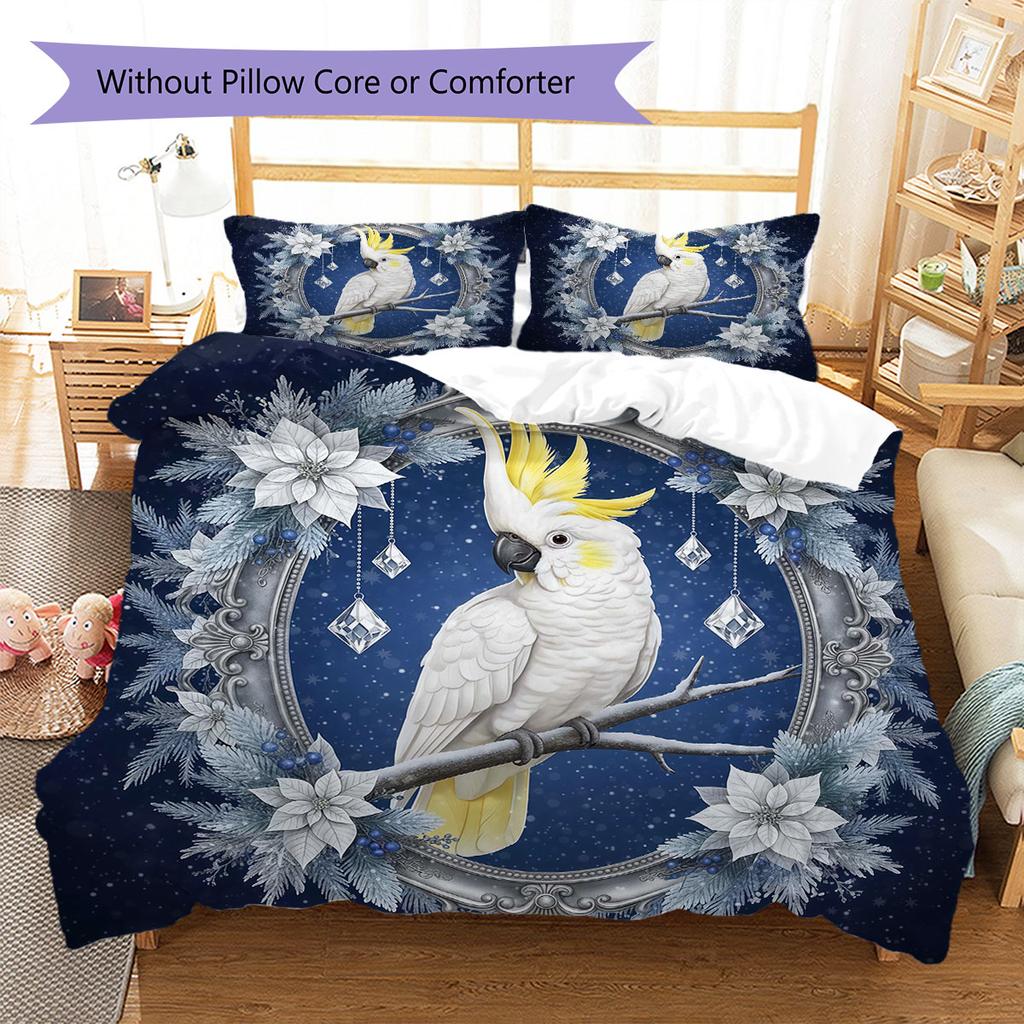 WinterLoveAnimals Pattern Bedding Quilt Set Quilt Cover Pillowcase Home Decoration Birthday Gift (1 * duvet cover + 2 * pillowcase, without core)