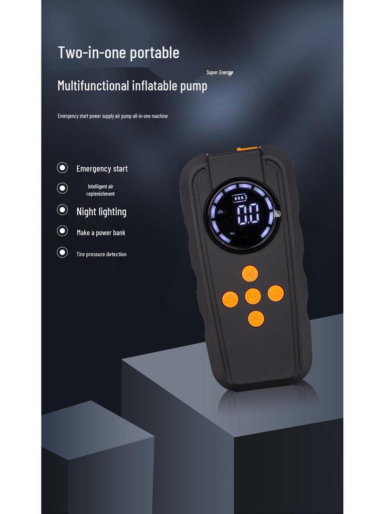 Two-in-One Car Jump Starter & Air Pump: High-Capacity Emergency Multifunction