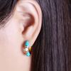 KNIKOO Clip Earrings For Women Cubic Zirconia Fashion Blue Hoop Earrings Jewelry For Wedding Party Gifts