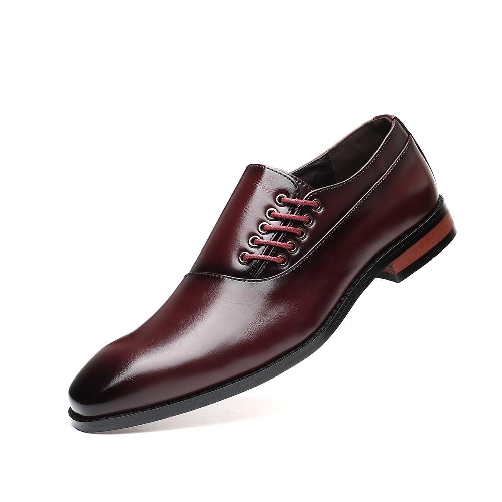 Vintage Fashion Outdoor Men's Oversized Business Formal Leather Shoes Gentleman's Fashionable Casual Side-Lace Shoes Comfortable Shoes