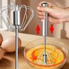 Household Stainless Steel Semi-Automatic Rotary Egg Beater, Kitchen Baking Tool, Stainless Steel Manual Press Egg Beater