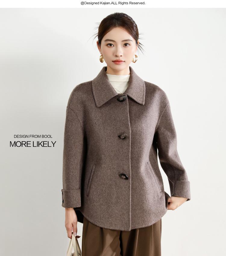 Mamas modischer Umlegekragen doppelseitiger Woll-Kaschmir-Mantel für Herbst & Winter - Stilvoller kurzer Wollmantel für Frauen mittleren Alters über 50