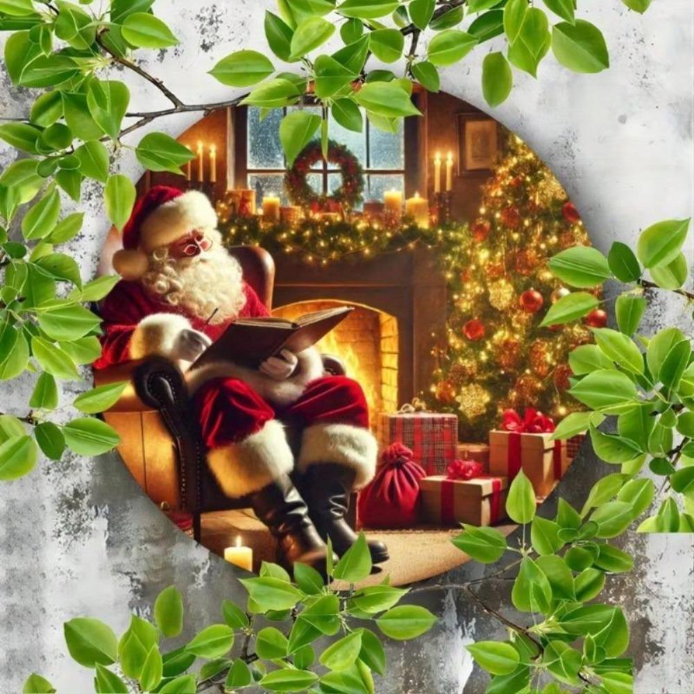 Vintage Santa Fireplace Metal Sign Iron Christmas Holiday Home Decor