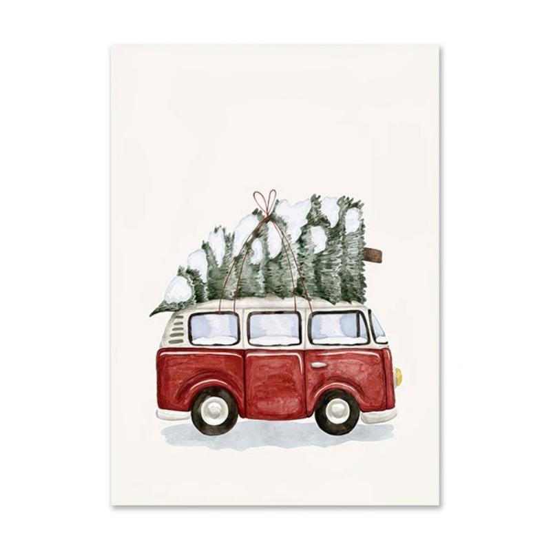 

Рождественский олень, зимний пейзаж, холст, постер, художественные принты, картины на стену из орехового дерева, рождественские настенные постеры, декор для гостиной, подарок 21cm×30cm NoFrame