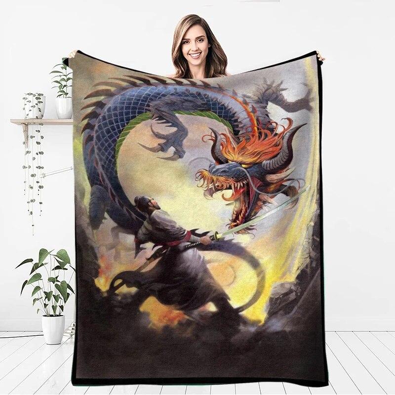 

М який плюшевий диван-ліжко з китайським драконом, ковдри для пікніка з мультфільмами, сучасні фланелеві ковдри Gedruckt Bettdecke Geschenk 75cm x 90cm