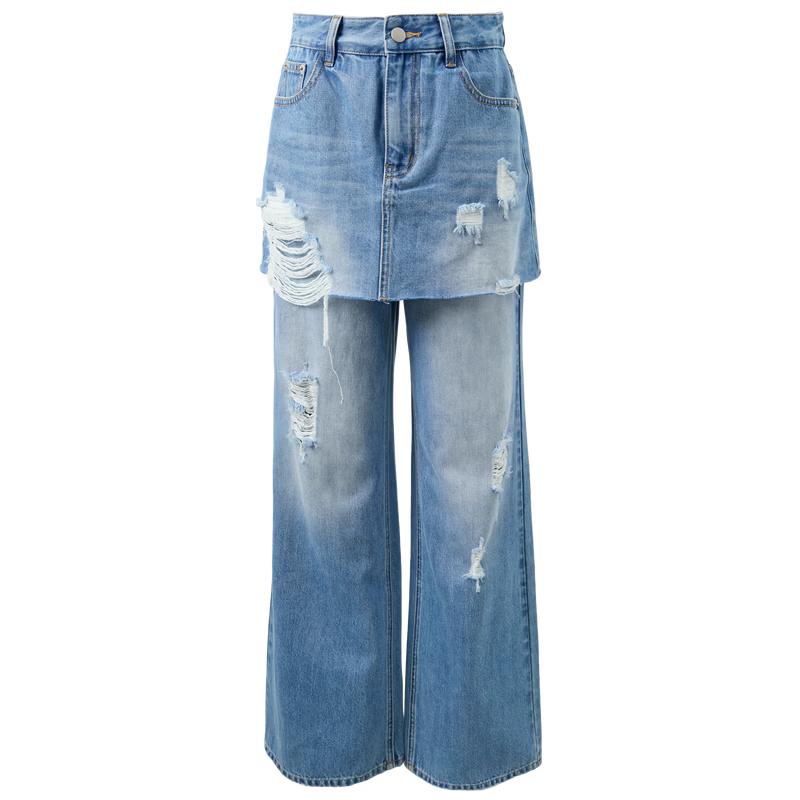 

Sancai Ripped Faux Two-Piece Flared Jeans M