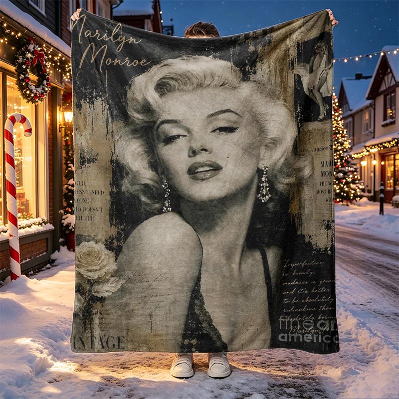 Marilyn Monroe Pattern Blanket for Home Decoration, Bed, Sofa, Car Travel, Camping, Suitable for All Seasons, Birthday Christmas Gift