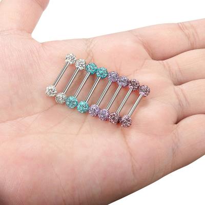 1/4Pcs Rhinestone Round Ball Tongue Nose Stud Nipple Lip Piercing Women Jewelry