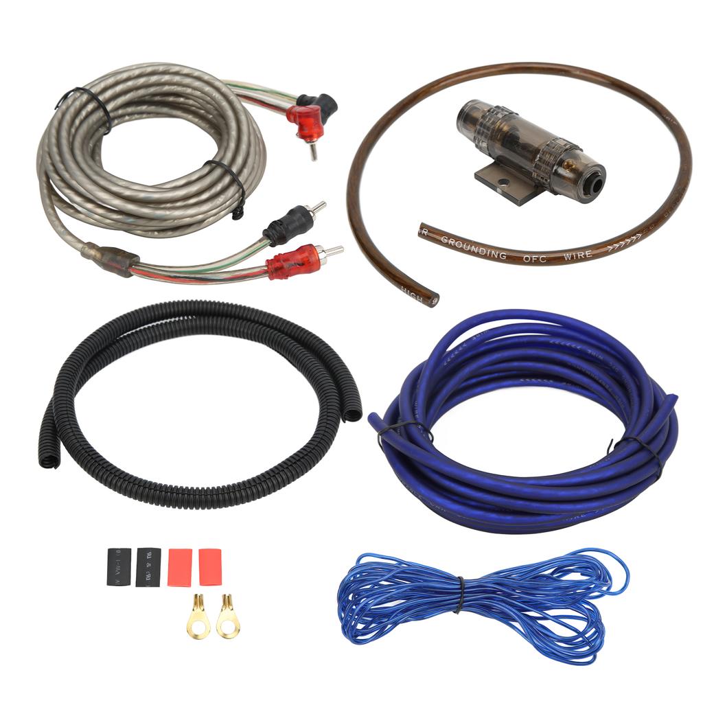 8GA Power Amplifier Installation Kit Car Subwoofer Audio Wire Line Power Cable with Fuse Universal