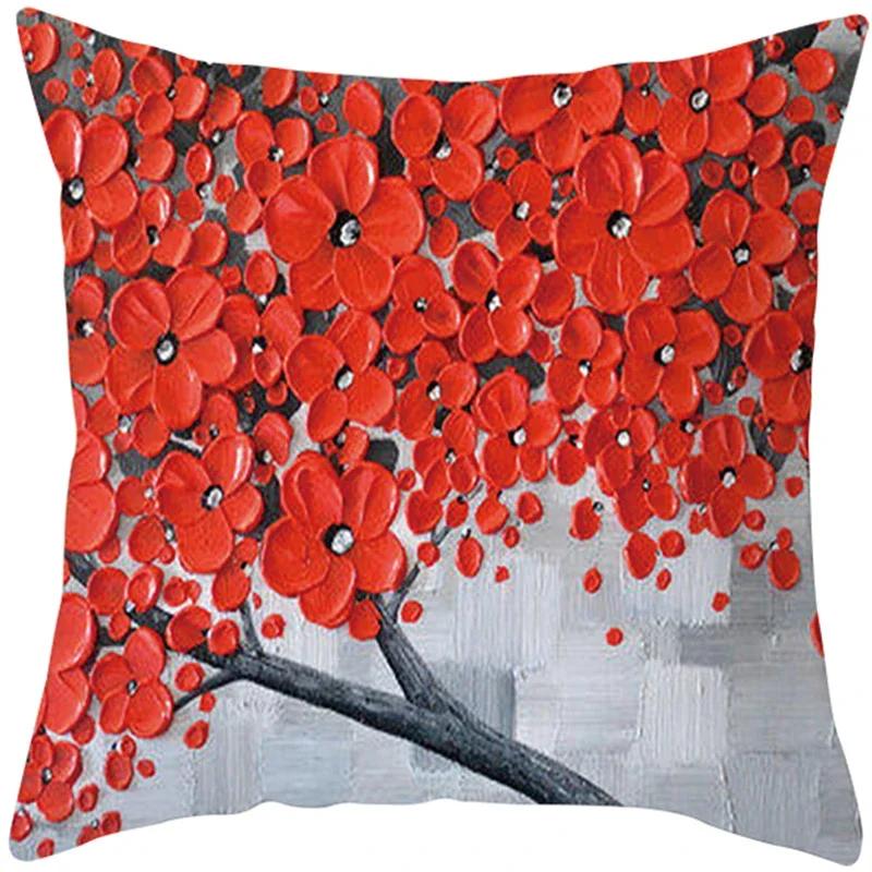 Oil Painting Tree Cushion Cover for Sofa Livingroom Pillow Case Home Decoration % Polyester Vintage Throw Pillow Cover