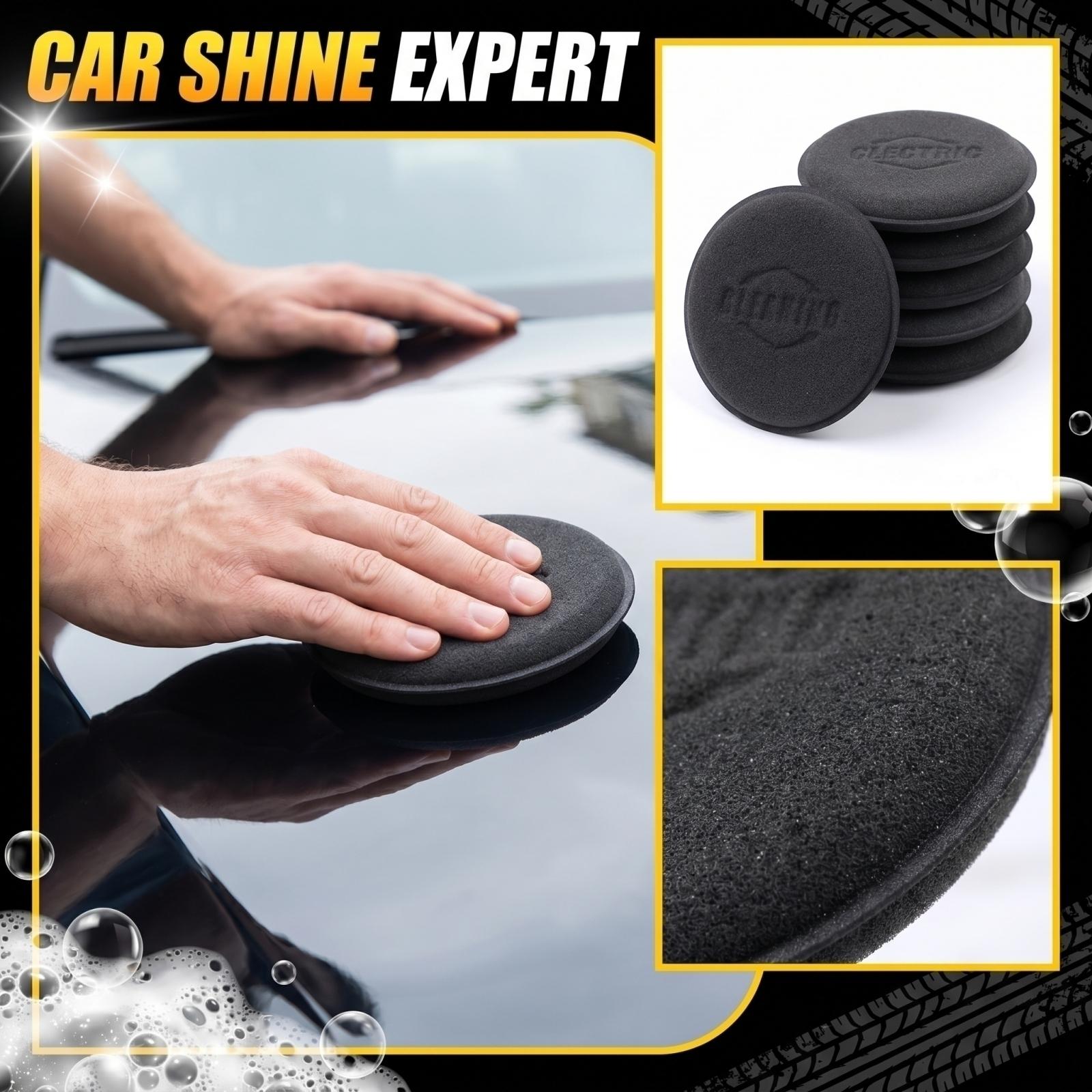 

12pc Round Edge Waxing Sponge Pads Car Care Polishing Cleaning Sponges Set for Automotive Detailing and Surface Maintenance One Size чёрный