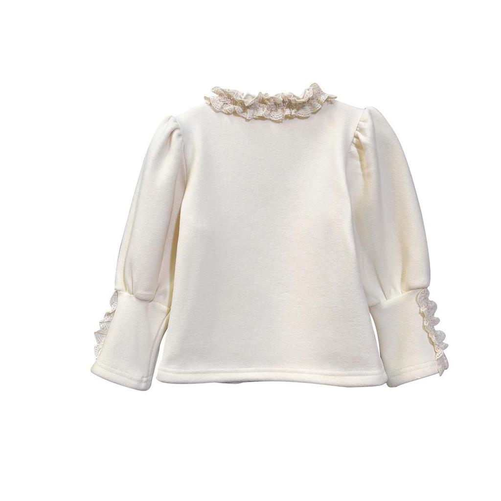 Girls' Princess Lace Ruffle Sweatshirt - Winter Long Sleeve Base Shirt