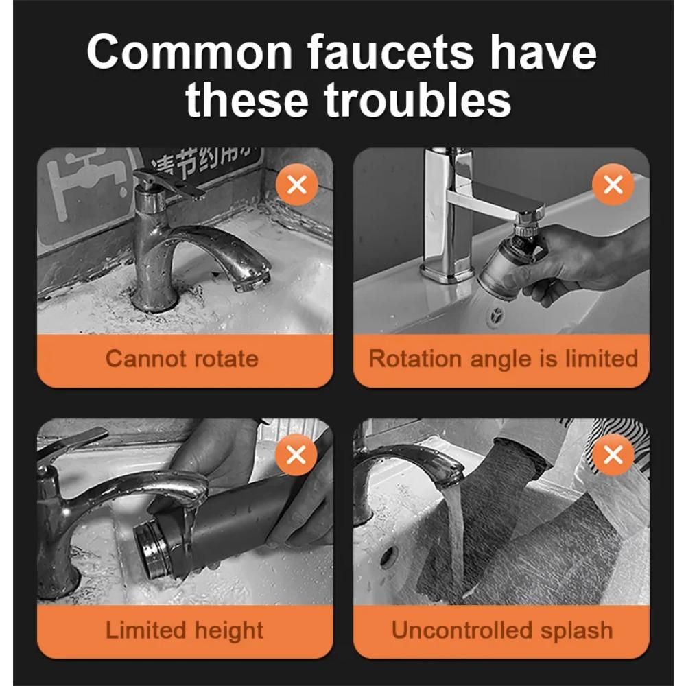 Universell 1080 ° vridbar robotarm vridbar förlängningskran strålsamlare kökshandfat kranförlängare blandarmunstycke vattenflödesläge