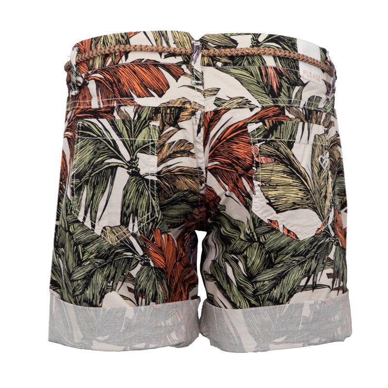 Short with Palm Trees Rope Belt Woman PLEASE