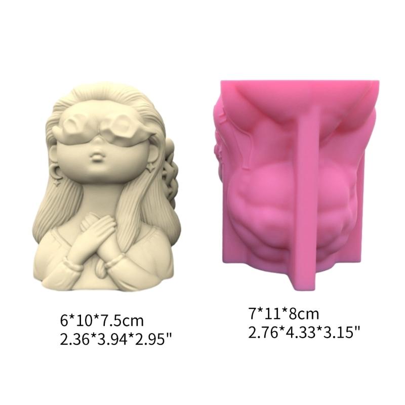 Little Girl Concrete Silicone  Mold Succulent Flowerpot Clay Cement Plaster Molds  Home Garden Flower S Mould